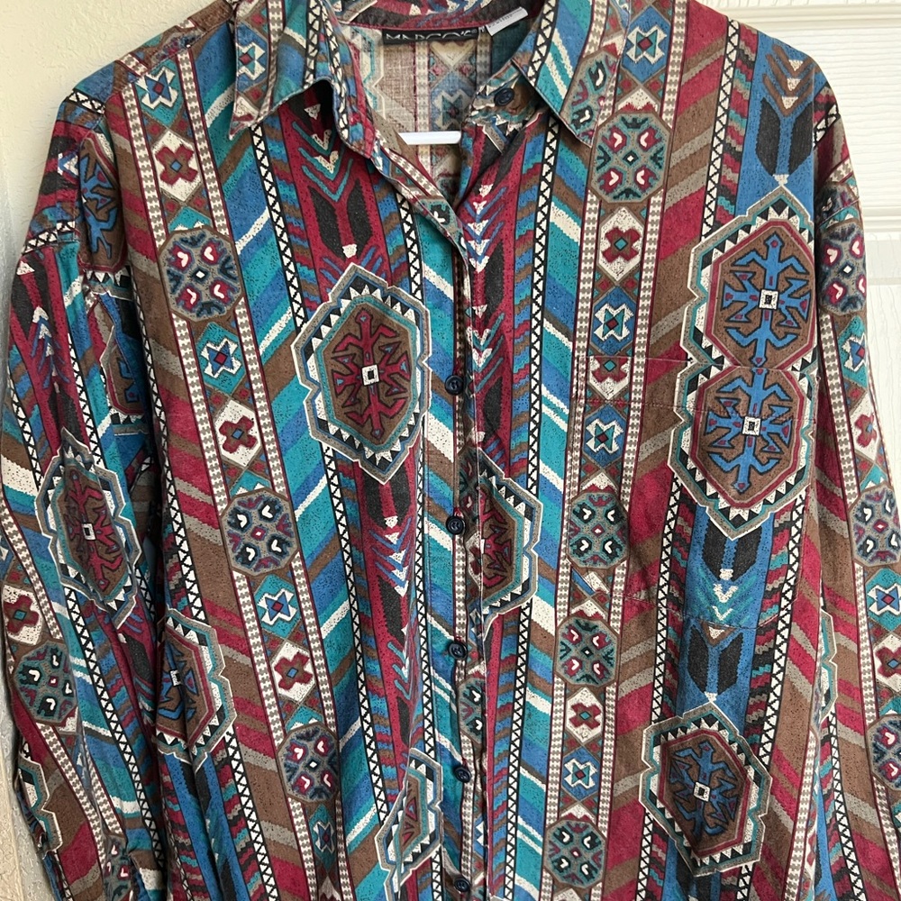 Grunge Button down- aztec pattern&designs.